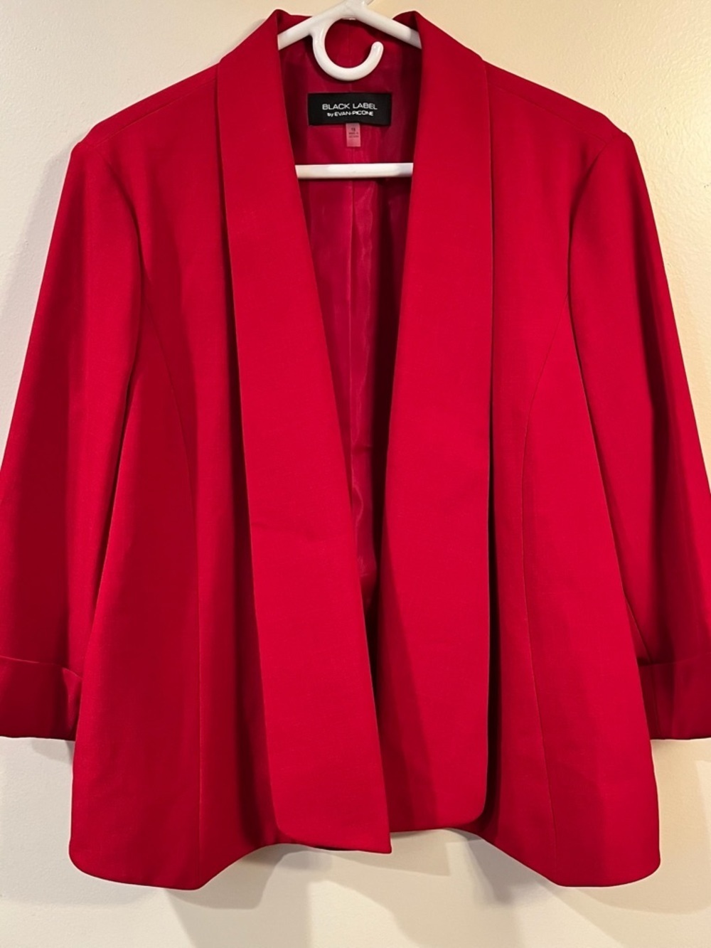 Black Label by Evan Picone Cherry Red Open Front Blazer - Size 18